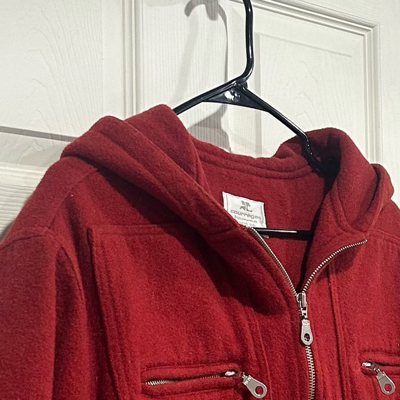 Vintage Courrèges Homme and CO Women's XL Red Crop Wool Jacket with Lining - Picture 2 of 5